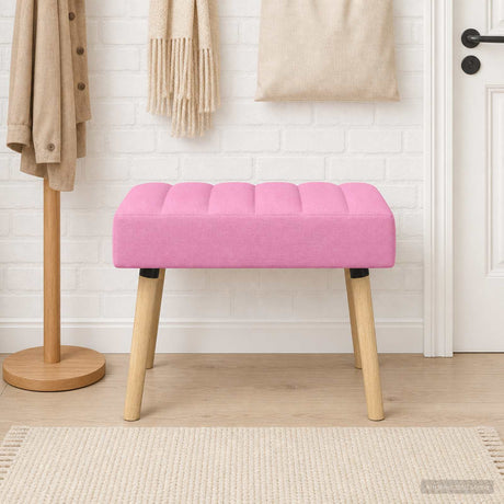 Vidaxl kanaal-geplooide bank roze 60 x 40 x 45 cm stof