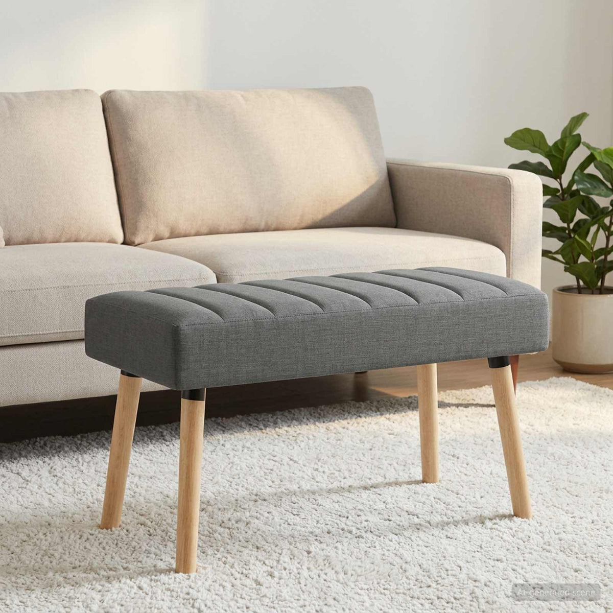 Vidaxl kanaal-geplooide bank donkergrijs 80 x 40 x 46 cm stof