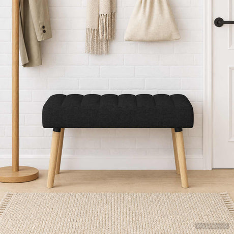 Vidaxl kanaal-geplooide bank zwart 80 x 40 x 46 cm stof