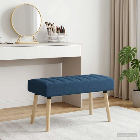 Vidaxl kanaal-geplooide bank blauw 80 x 40 x 46 cm stof