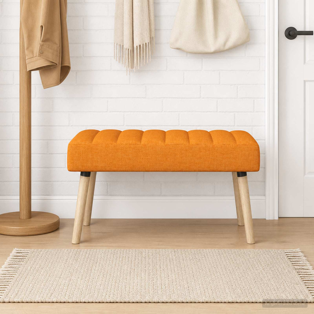 Vidaxl kanaal-geplooide bank donkergeel 80 x 40 x 46 cm stof