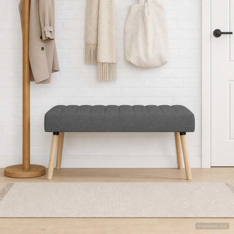 Vidaxl kanaal-geplooide bank donkergrijs 110 x 40 x 46 cm stof