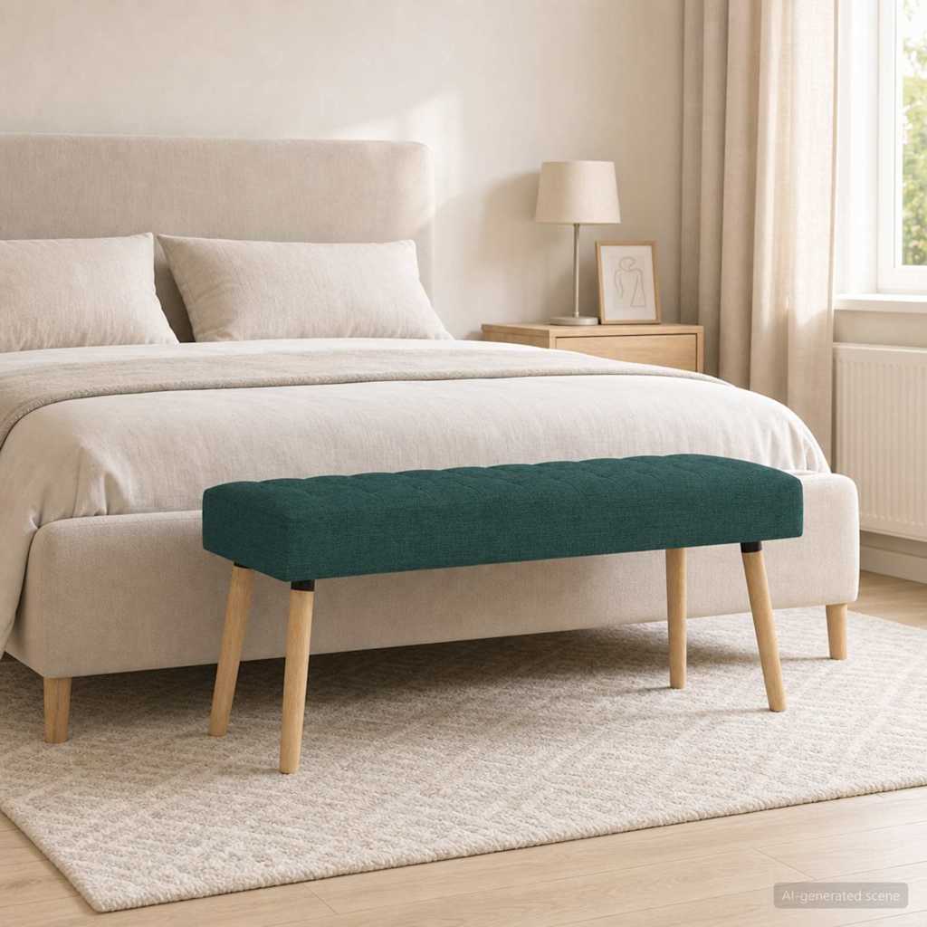 Vidaxl kanaal-geplooide bank donkergroen 110 x 40 x 46 cm stof