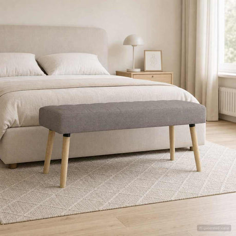 Vidaxl kanaal-geplooide bank taupe 110 x 40 x 46 cm stof