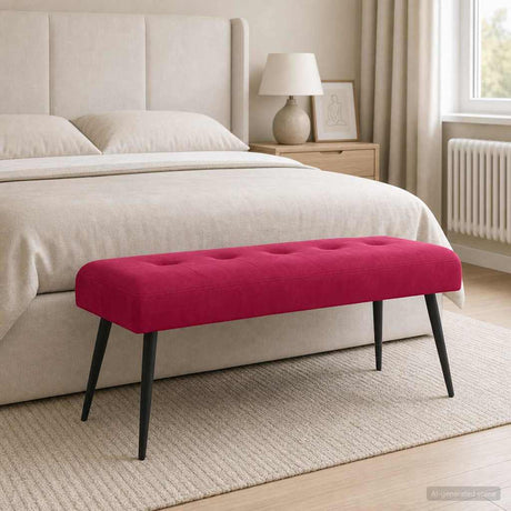 Vidaxl bank met knoopverstelling wijnrood 110 x 40 x 46 cm fluweel