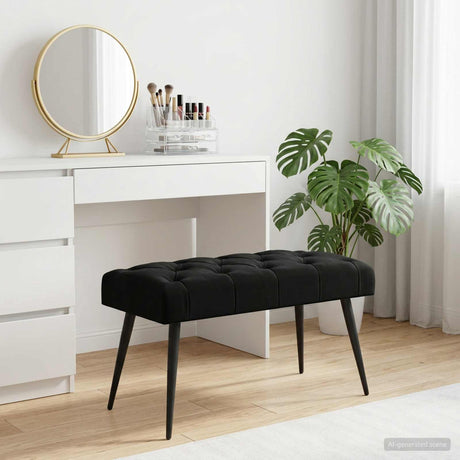 Vidaxl bank met knoopverstelling zwart 80 x 40 x 46 cm fluweel