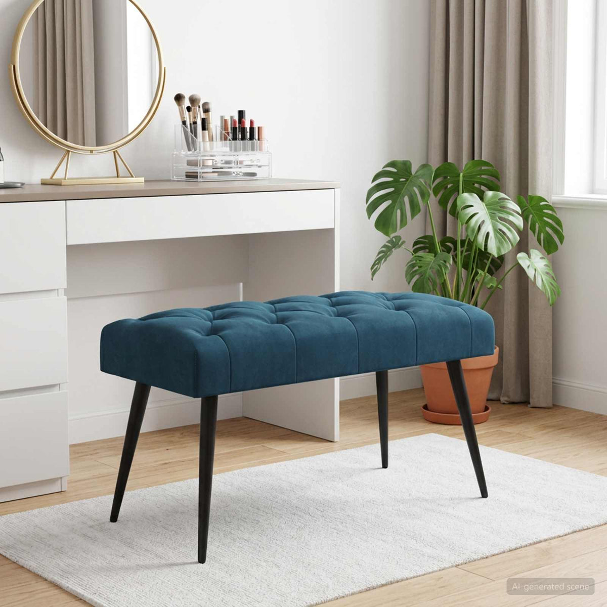 Vidaxl bank met knoopverstelling blauw 80 x 40 x 46 cm fluweel