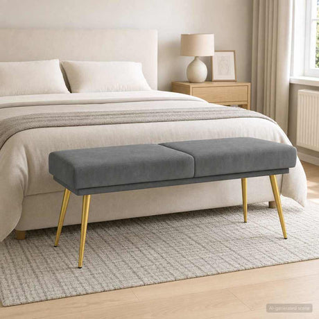 Vidaxl dubbel laagige bank donkergrijs 120 x 45 x 46 cm fluweel