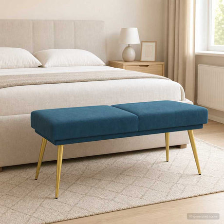 Vidaxl dubbel laagige bank blauw 120 x 45 x 46 cm fluweel