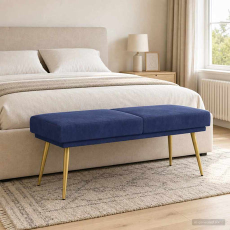 Vidaxl dubbel laagige bank politieblauw 120 x 45 x 46 cm fluweel