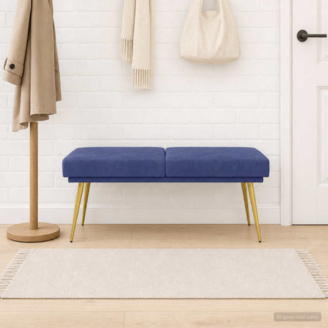 Vidaxl dubbel laagige bank politieblauw 120 x 45 x 46 cm fluweel