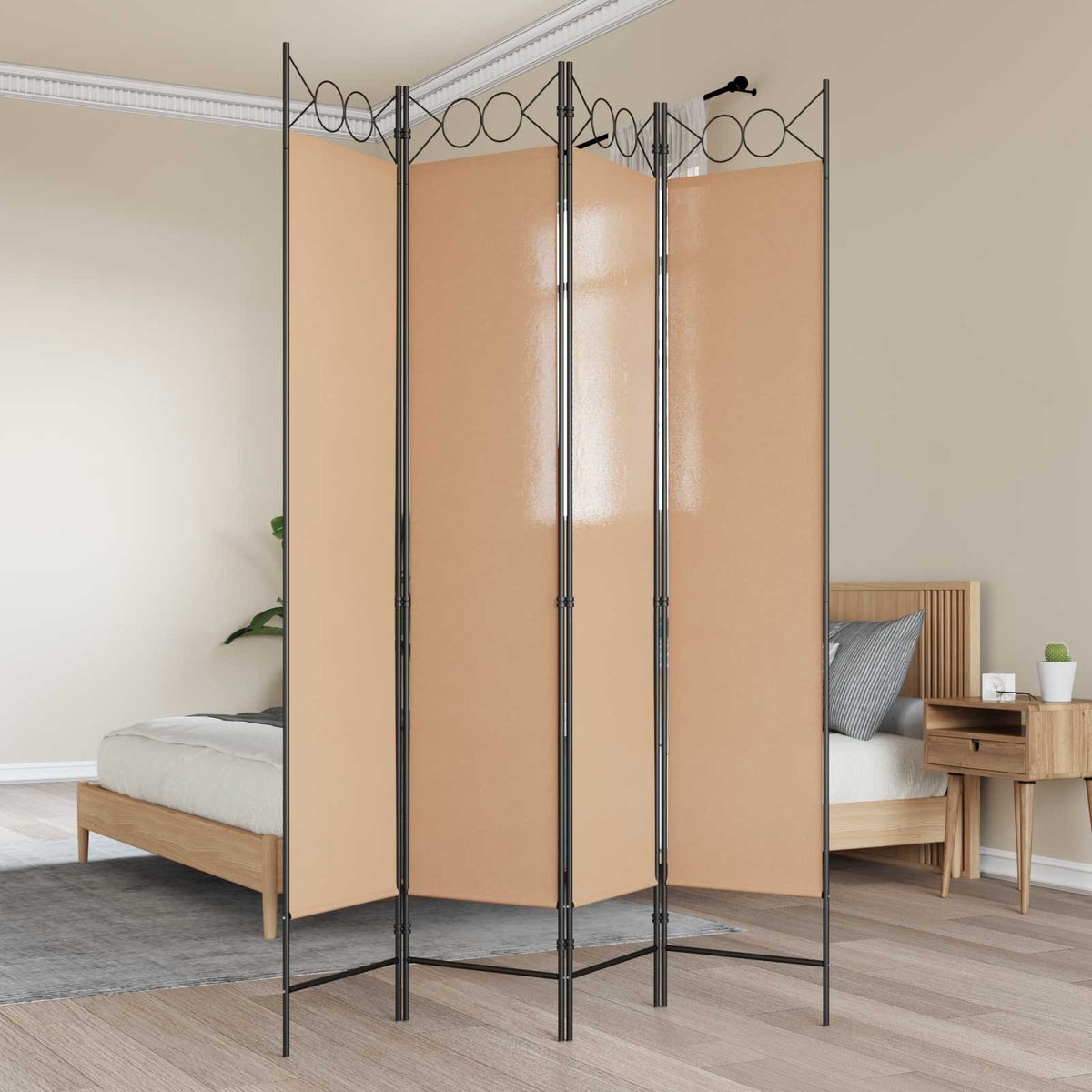 Vidaxl 4-panelen roomdivider beige 160 x 200 cm stof