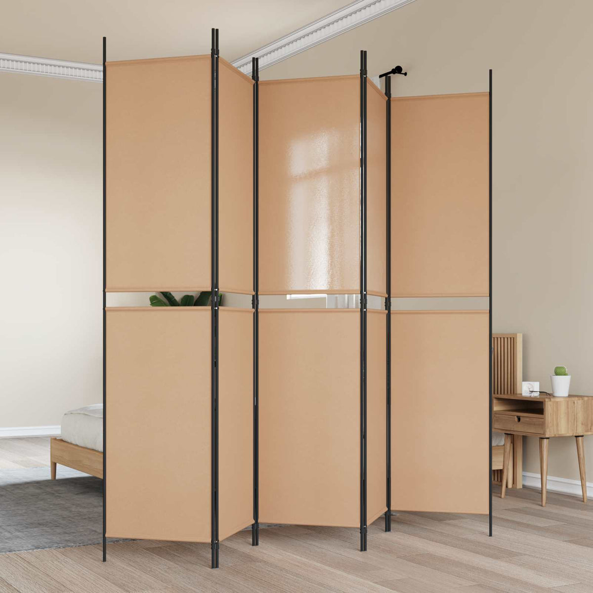 Vidaxl 5-panel room divider beige 250 x 220 cm stof