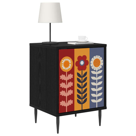 Vidaxl nachtkastje essen zwart eiken 36 x 33 x 51 cm bewerkt hout