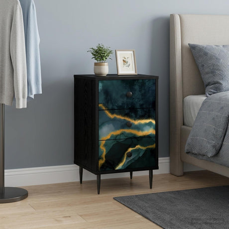 Vidaxl nachtkastje wijhe zwart eiken 36 x 33 x 61 cm bewerkt hout