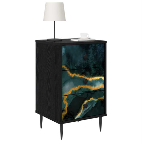 Vidaxl nachtkastje wijhe zwart eiken 36 x 33 x 61 cm bewerkt hout