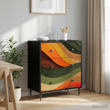 Vidaxl ladekast bonn retro golfprint 66 x 36,5 x 76 cm bewerkt hout