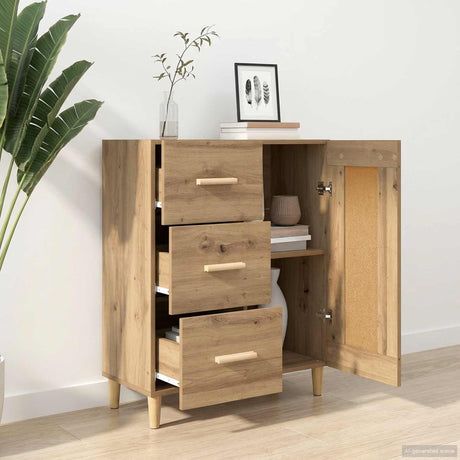 Vidaxl dressoir artisanaal eiken 69,5 x 34 x 90 cm bewerkt hout