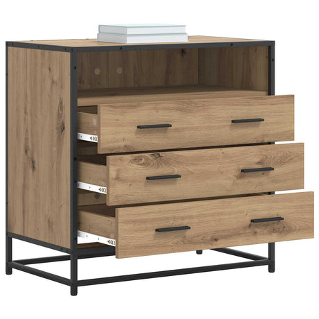 Vidaxl ladenkast 3-lade artisanaal eiken 70 x 41 x 70 cm bewerkt hout