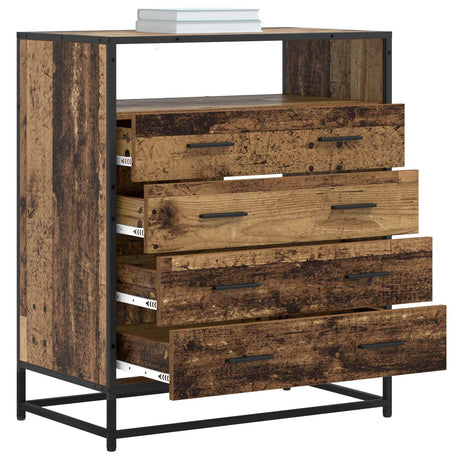 Vidaxl ladenkast 4-lade oud hout 70 x 41 x 83,5 cm bewerkt hout