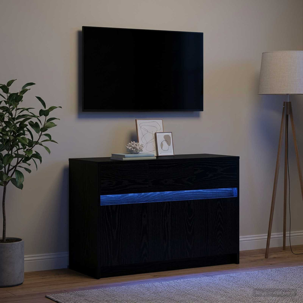 Vidaxl tv-kast 91 x 34 x 61 cm zwart eiken bewerkt hout