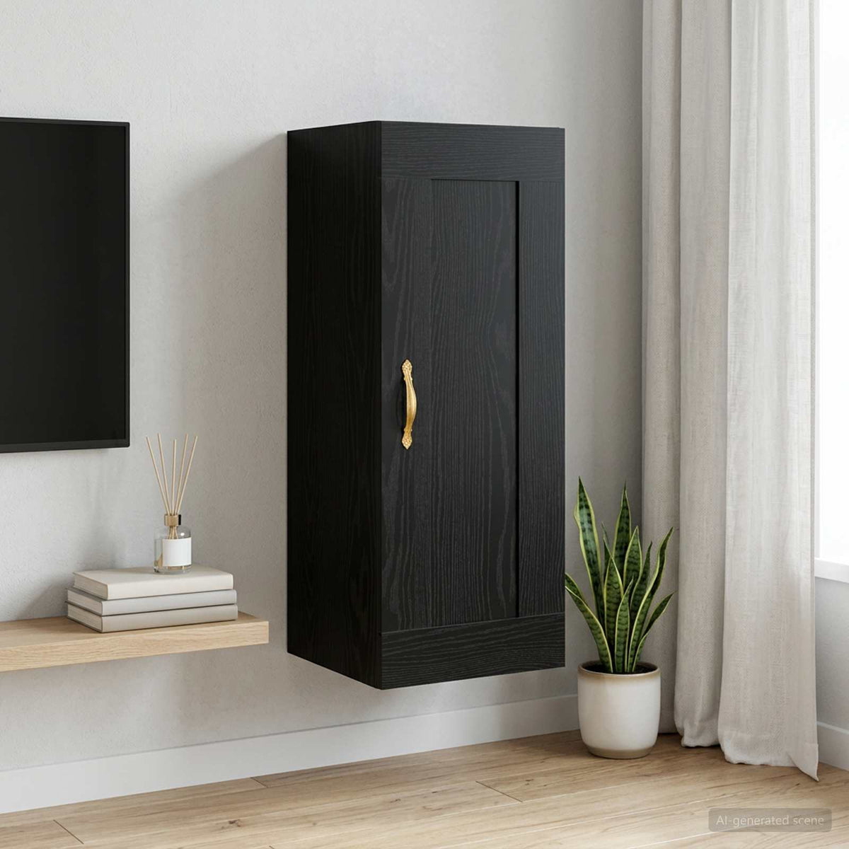 Vidaxl wandkast zwart eiken 34,5 x 34 x 90 cm bewerkt hout