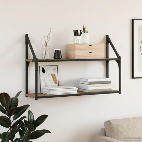 Vidaxl wandplank muurmontage artisanaal eiken 80 x 21 x 51 cm