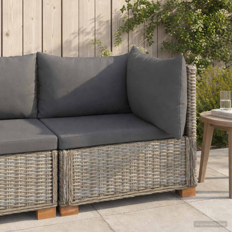 Vidaxl hoekbank met kussens gendt natuurlijk rattan kubu grijs
