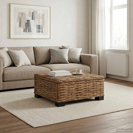Vidaxl salontafel gendt natuurlijk rattan naturel 67 x 60 x 30 cm