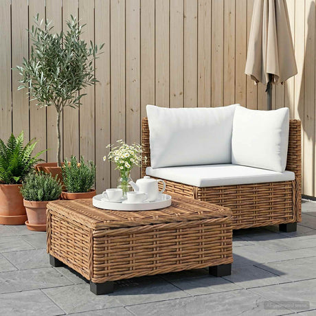 Vidaxl 2 st rieten loungeset met kussens gendt natuurlijk rattan