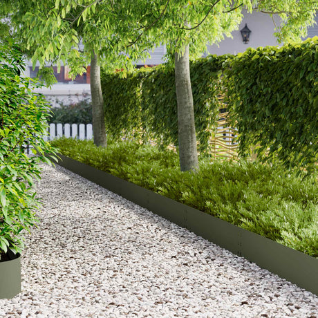 Vidaxl gazonrand 30 st 100 x 25 cm staal olijfgroen