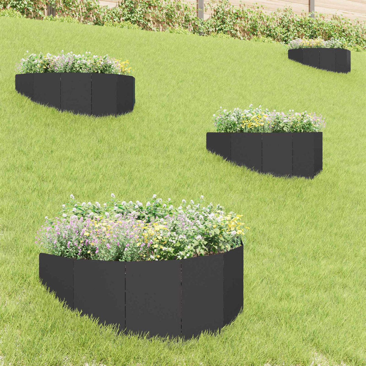 Vidaxl gazonrand 4 st 100 x 45 cm staal zwart