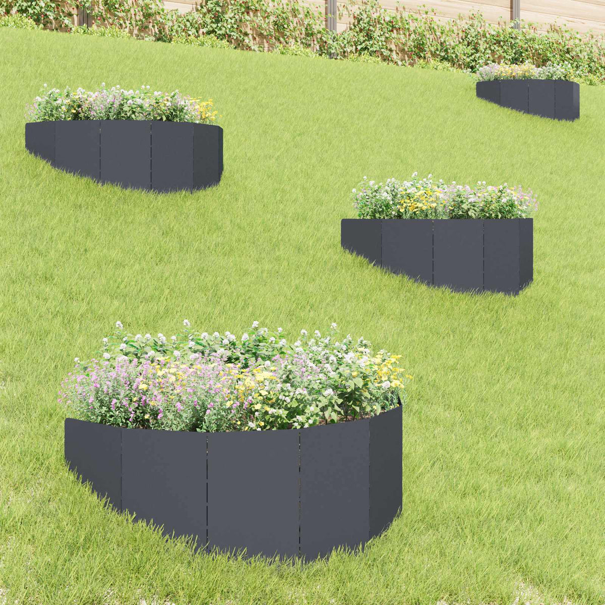 Vidaxl gazonrand 4 st 100 x 45 cm staal antracietkleurig