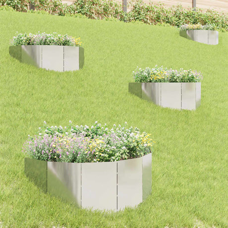 Vidaxl gazonrand 4 st 100 x 45 cm staal zilverkleurig