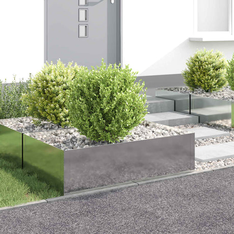 Vidaxl gazonrand 4 st 100 x 60 x 35 cm staal zilverkleurig