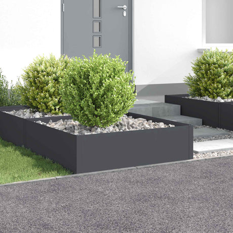 Vidaxl gazonrand 4 st 100 x 100 x 35 cm staal antracietkleurig