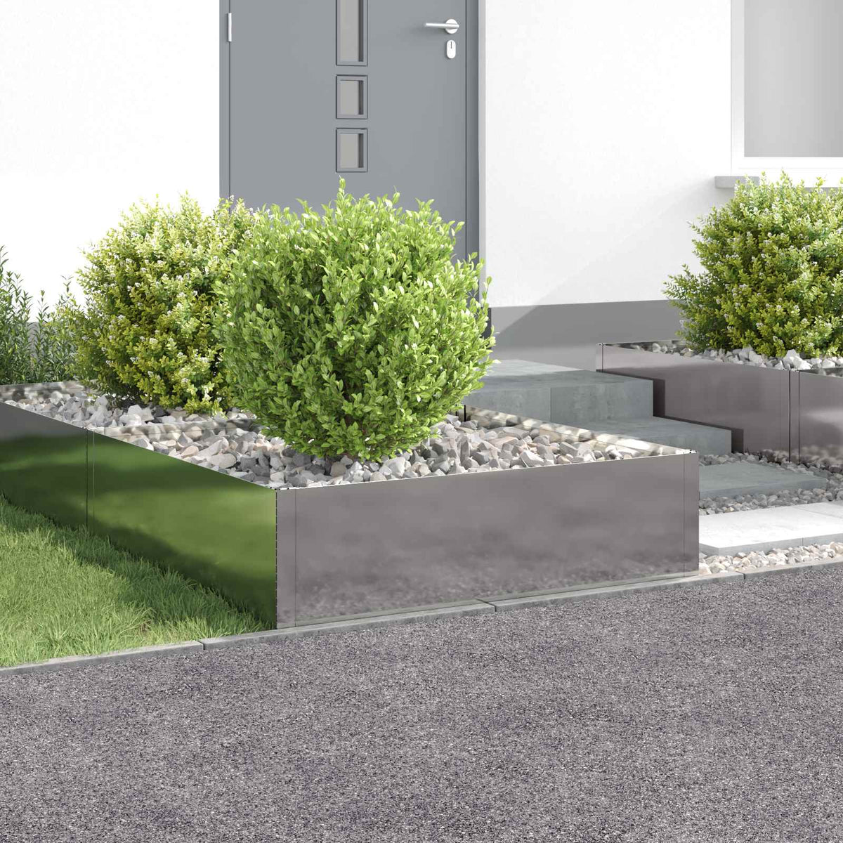 Vidaxl gazonrand 4 st 100 x 100 x 35 cm staal zilverkleurig