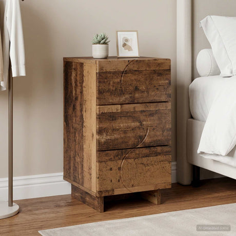 Vidaxl nachtkastje oud hout 33,5 x 34,5 x 60 cm bewerkt hout