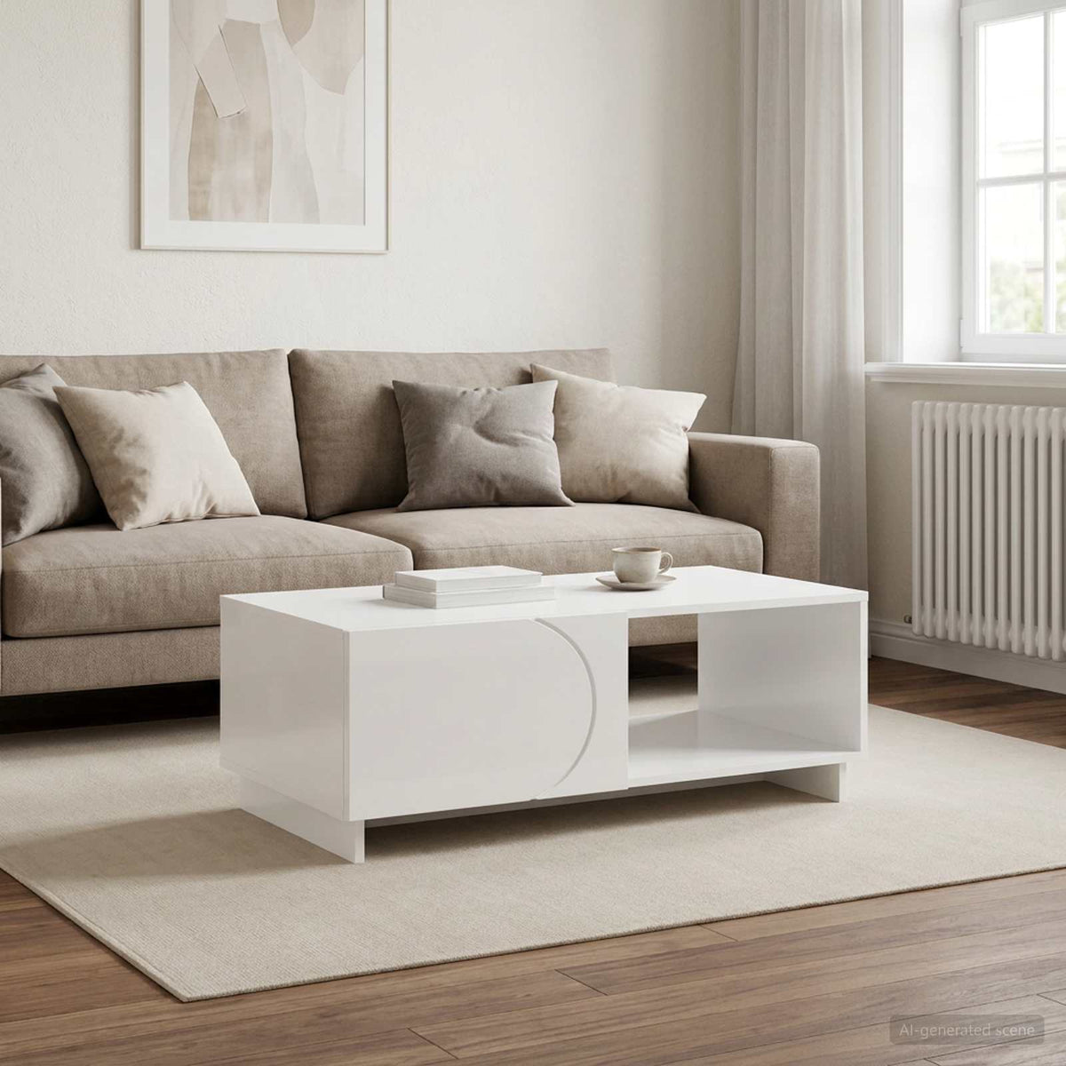 Vidaxl salontafel hoogglans wit 95 x 50,5 x 35 cm bewerkt hout