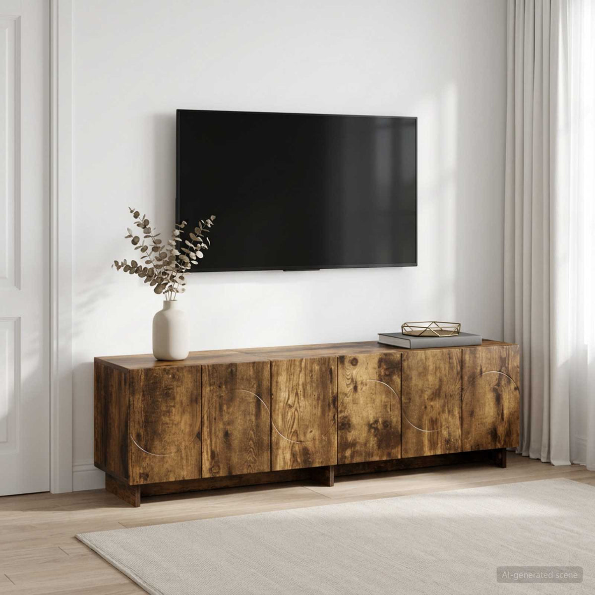 Vidaxl tv-meubel 140 x 34,5 x 40 cm gerookt eiken bewerkt hout