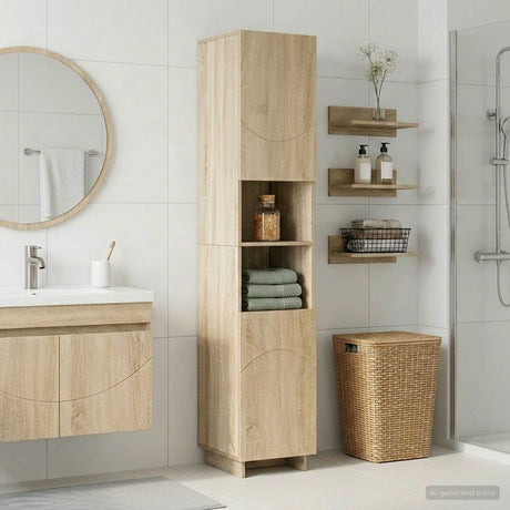 Vidaxl badkamerkast sonoma eiken 36.5 x 38 x 180 cm bewerkt hout