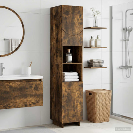 Vidaxl badkamerkast gerookt eiken 36.5 x 38 x 180 cm bewerkt hout
