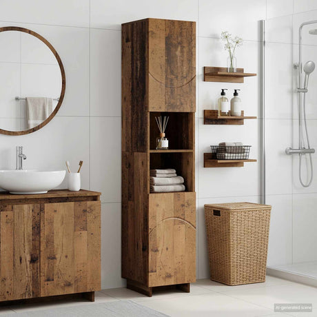Vidaxl badkamerkast oud hout 36.5 x 38 x 180 cm bewerkt hout