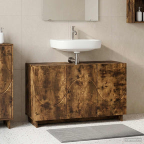 Vidaxl badkamerkast gerookt eiken 101 x 41 x 58 cm bewerkt hout
