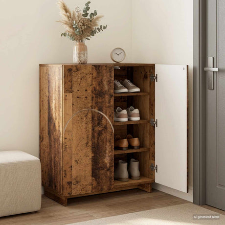 Vidaxl schoenenkast 73 x 38 x 87,5 cm bewerkt hout oud hout