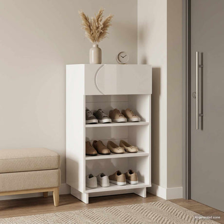 Vidaxl schoenenkast 48 x 38 x 87,5 cm bewerkt hout hoogglans wit