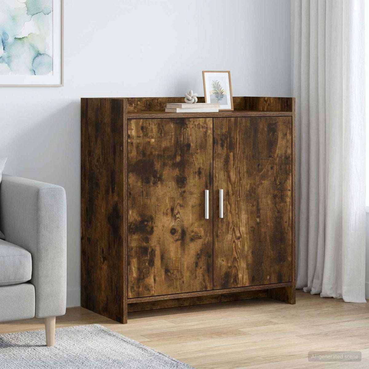 Vidaxl dressoir gerookt eiken 72 x 36 x 80 cm bewerkt hout