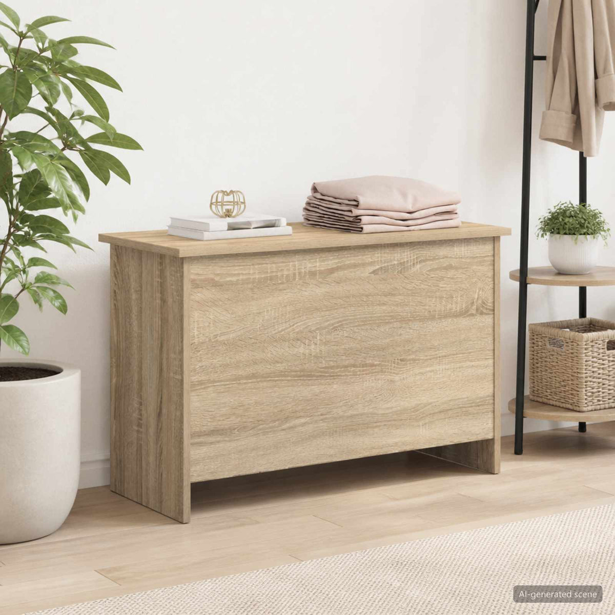 Vidaxl opbergkist met opslag sonoma eiken 80 x 40 x 50 cm bewerkt hout