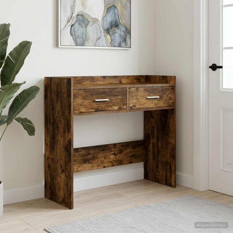 Vidaxl wandtafel gerookt eiken 90 x 35 x 80 cm bewerkt hout