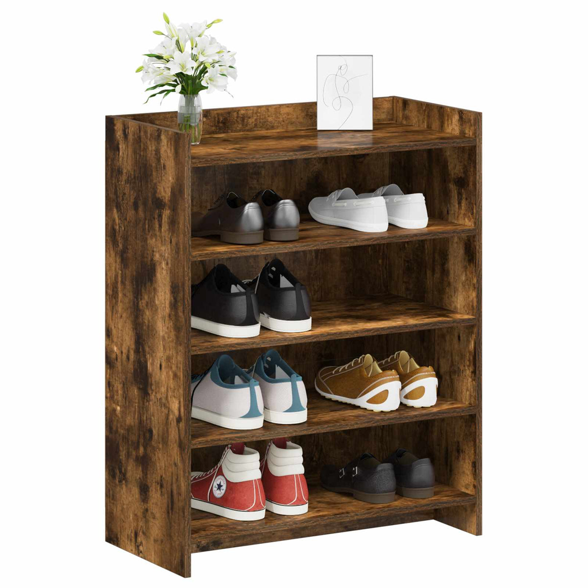 Vidaxl schoenenkast gerookt eiken 73,5 x 36 x 92 cm bewerkt hout